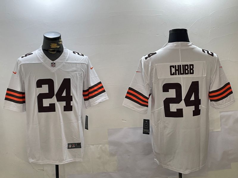 Men Cleveland Browns #24 Chubb White Second generation 2024 Nike Limited NFL Jersey style 1->cleveland browns->NFL Jersey